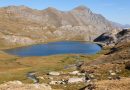 Scenic view of Lac Mézan surrounded by mountains in Provence-Alpes-Côte d'Azur, France.